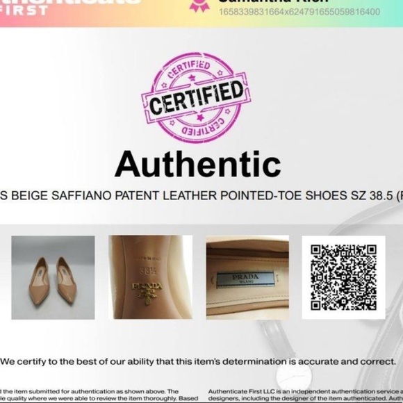 Authentic PRADA nude beige mid heel patent pointed toe heels with COA - Picture 13 of 13